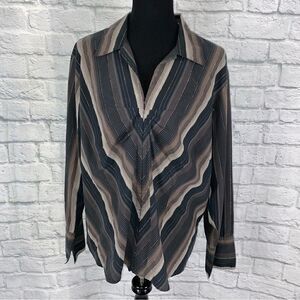 Quizz woman stretch hook front stripe Longsleeve blouse sz 20 women
